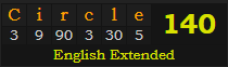 "Circle" = 140 (English Extended)