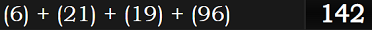 (6) + (21) + (19) + (96) = 142