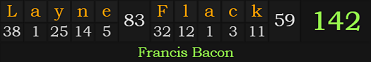 "Layne Flack" = 142 (Francis Bacon)