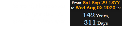 Sanford, Florida was incorporated 142 years, 311 days ago: