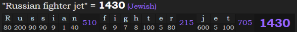 "Russian fighter jet" = 1430 (Jewish)