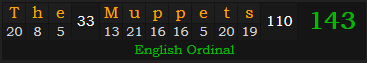 "The Muppets" = 143 (English Ordinal)