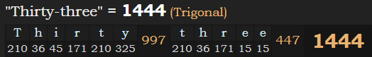 "Thirty-three" = 1444 (Trigonal)