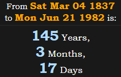 145 Years, 3 Months, 17 Days