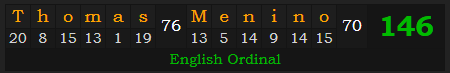 "Thomas Menino" = 146 (English Ordinal)