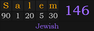 "Salem" = 146 (Jewish)