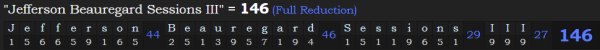 "Jefferson Beauregard Sessions III" = 146 (Full Reduction)
