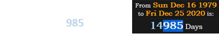 On Christmas Day, Huber was 14,985 days old: