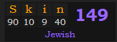 "Skin" = 149 (Jewish)