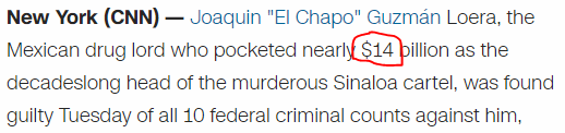 New York (CNN)Joaquin "El Chapo" Guzmán Loera, the Mexican drug lord who pocketed nearly $14 billion as the decadeslong head of the murderous Sinaloa cartel, was found guilty Tuesday of all 10 federal criminal counts against him, 