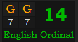 "GG" = 14 (English Ordinal)