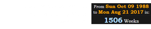 Just one day before that eclipse, Starling Marte turned 1506 weeks old: