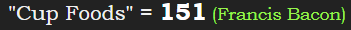 "Cup Foods" = 151 (Francis Bacon)