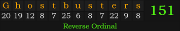 "Ghostbusters" = 151 (Reverse Ordinal)