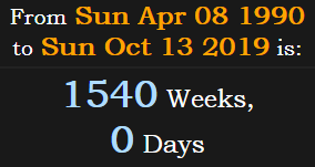 1540 Weeks, 0 Days
