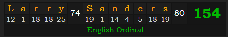 "Larry Sanders" = 154 (English Ordinal)