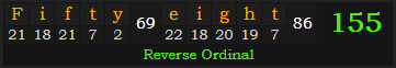 "Fifty-eight" = 155 (Reverse Ordinal)