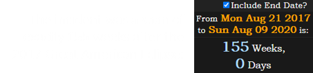The incident was a span of exactly 155 weeks after the 2017 Great American Eclipse: