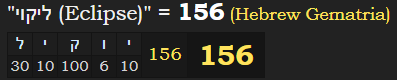 "ליקוי (Eclipse)" = 156 (Hebrew Gematria)