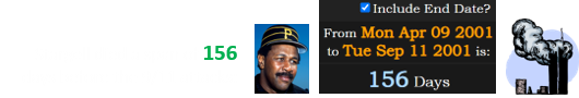 Stargell died a span of 156 days before the 9/11 attacks: