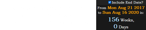 The shooting in Cedar Park, TX fell a span of exactly 156 weeks after the 2017 Great American Eclipse: