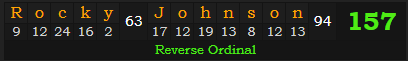 "Rocky Johnson" = 157 (Reverse Ordinal)