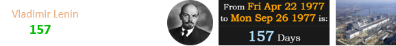 Vladimir Lenin would have been 157 days after his birthday: