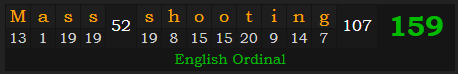 "Mass shooting" = 159 (English Ordinal)