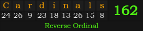 "Cardinals" = 162 (Reverse Ordinal)