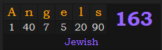 "Angels" = 163 (Jewish)