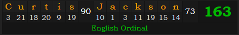 "Curtis Jackson" = 163 (English Ordinal)