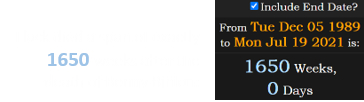 Flack died a span of exactly 1650 weeks after the death of Benny Binion: