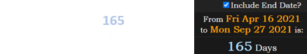 It’s also a span of 165 days before the Jesuit Order anniversary: