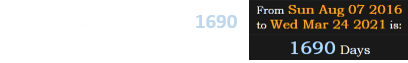 Sagan Lewis passed away 1690 days before Craig Grant: