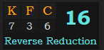 "KFC" = 16 (Reverse Reduction)