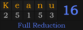 "Keanu" = 16 (Full Reduction)