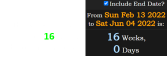 The win was a span of exactly 16 weeks before my birthday: