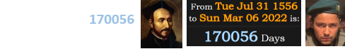 Pasha Lee died 170056 days after Saint Ignatius: