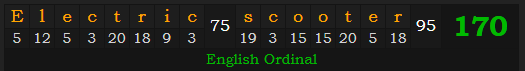 "Electric scooter" = 170 (English Ordinal)