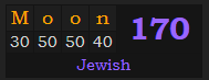 "Moon" = 170 (Jewish)