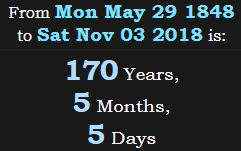 170 Years, 5 Months, 5 Days