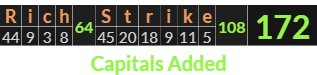 "Rich Strike" = 172 (Capitals Added)
