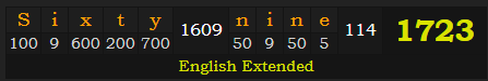 "Sixty-nine" = 1723 (English Extended)