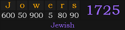 "Jowers" = 1725 (Jewish)