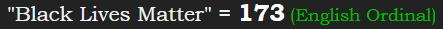 "Black Lives Matter" = 173 (English Ordinal)