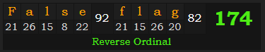 "False flag" = 174 (Reverse Ordinal)