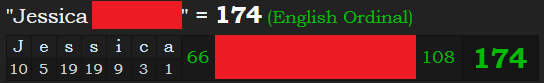 First + last name = 174 Ordinal