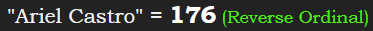 "Ariel Castro" = 176 (Reverse Ordinal)