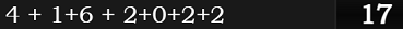 4 + 1+6 + 2+0+2+2 = 17