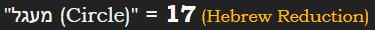 "מעגל (Circle)" = 17 (Hebrew Reduction)